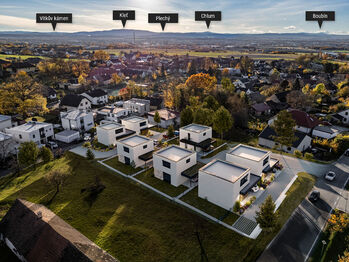 Developerský projekt Hůry u Českých Budějovic - 7 rodinných domů na klíč, s 2 park. stáními, dokončeným interiérem, exteriérem a mnoho dalšího...