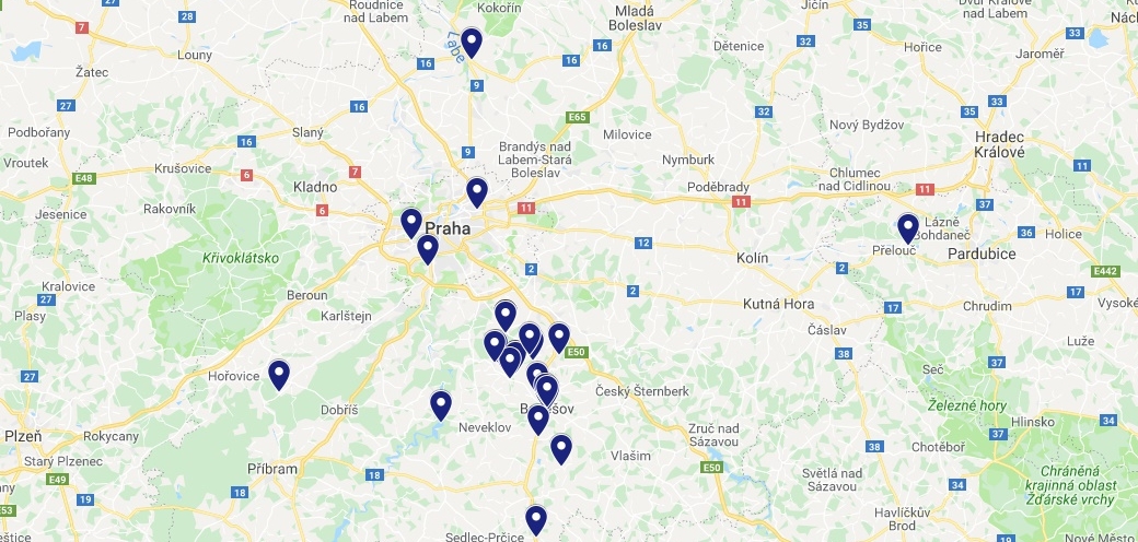 Mapa realizovaných obchodů Zdeněk Rybka