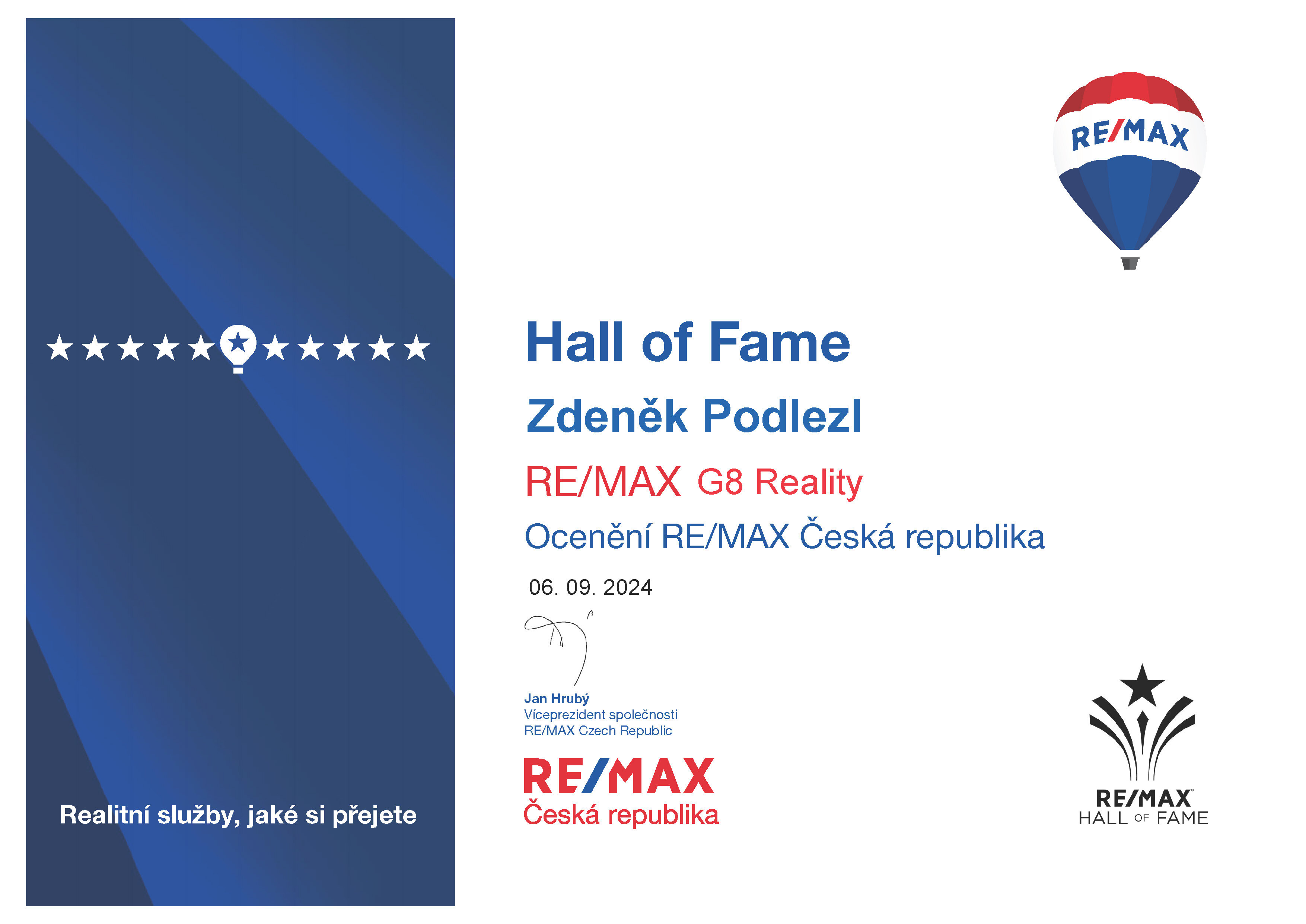 Mezinárodní ocenění Hall of Fame za celkovou produkci 1.000.000 USD