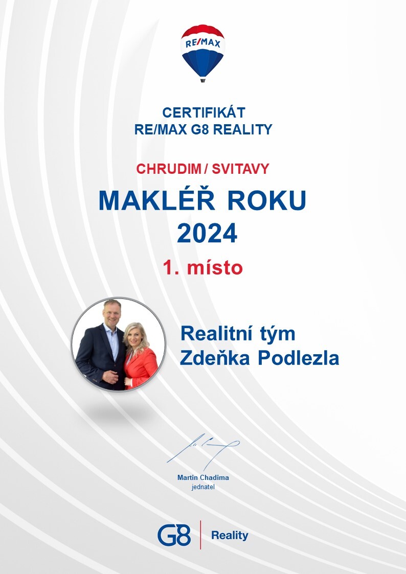 1 místo našeho realitního týmu za Makléře roku 2024 pro region Chrudim a Svitavy