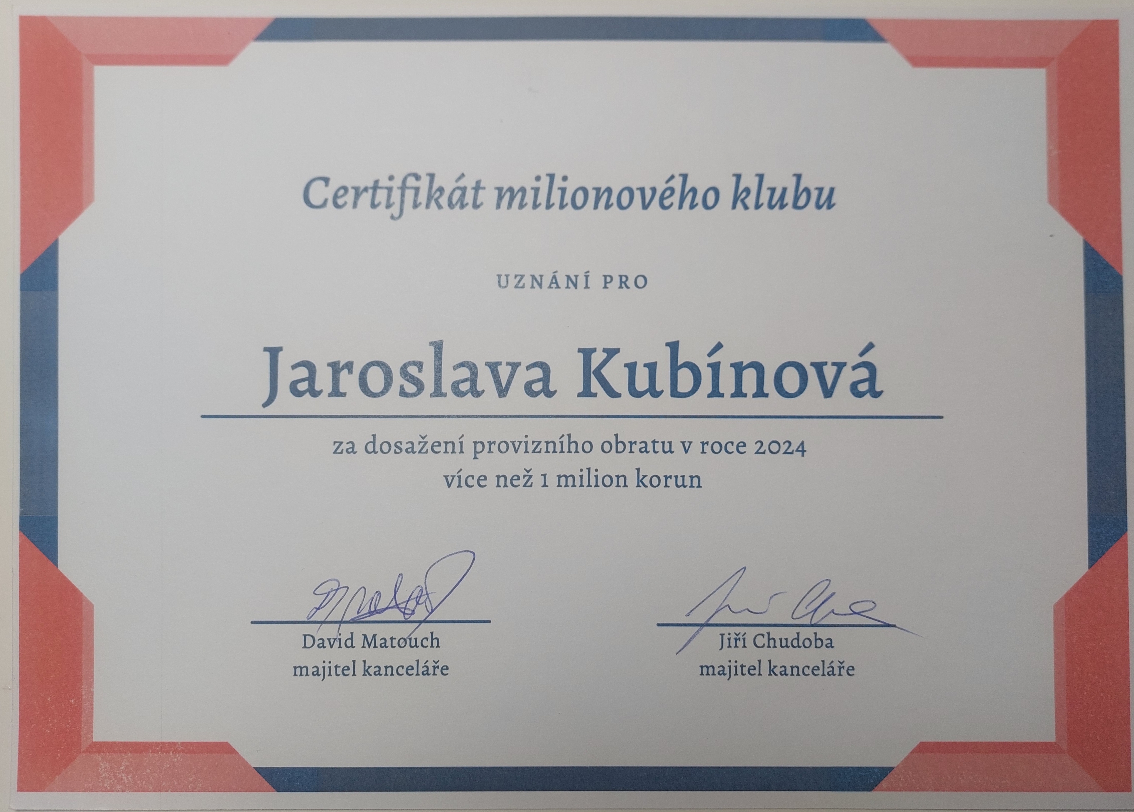 Certifikát milionové klubu