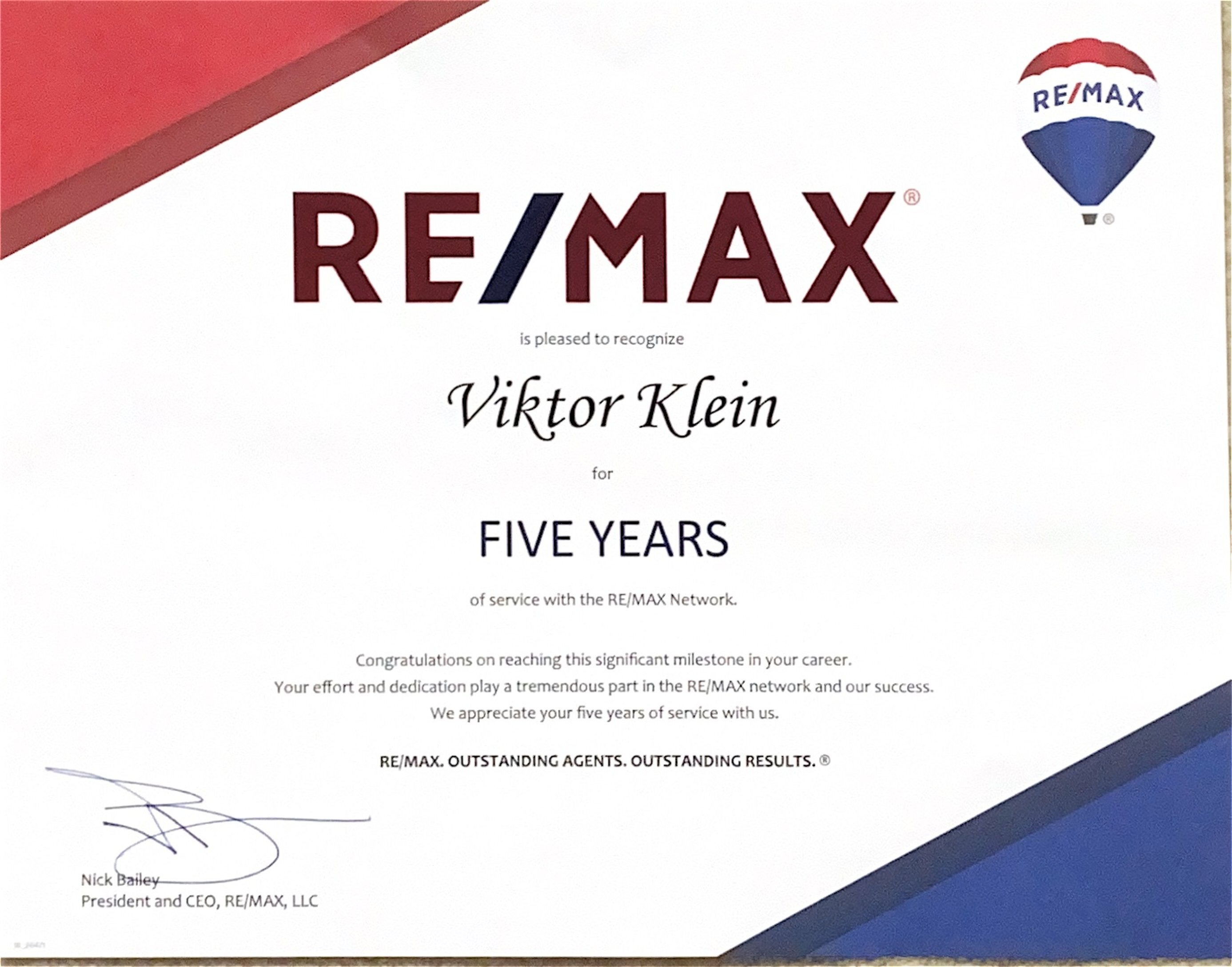 5 let v síti RE/MAX