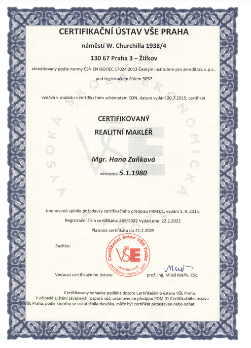nejvyšší možné vzdělání pro realitního makléře- ISO certifikát