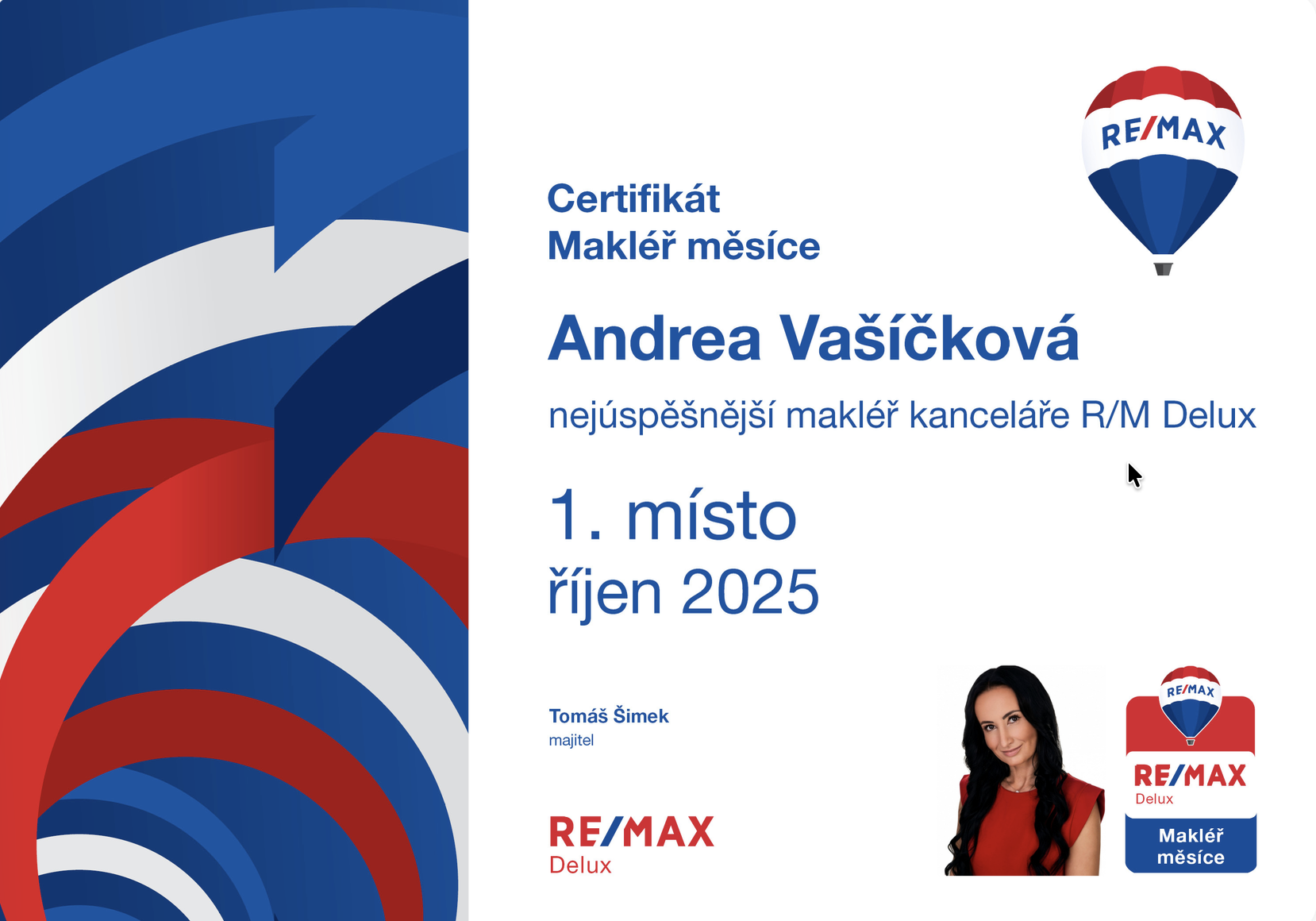 1. místo makléř měsíce říjen 2025