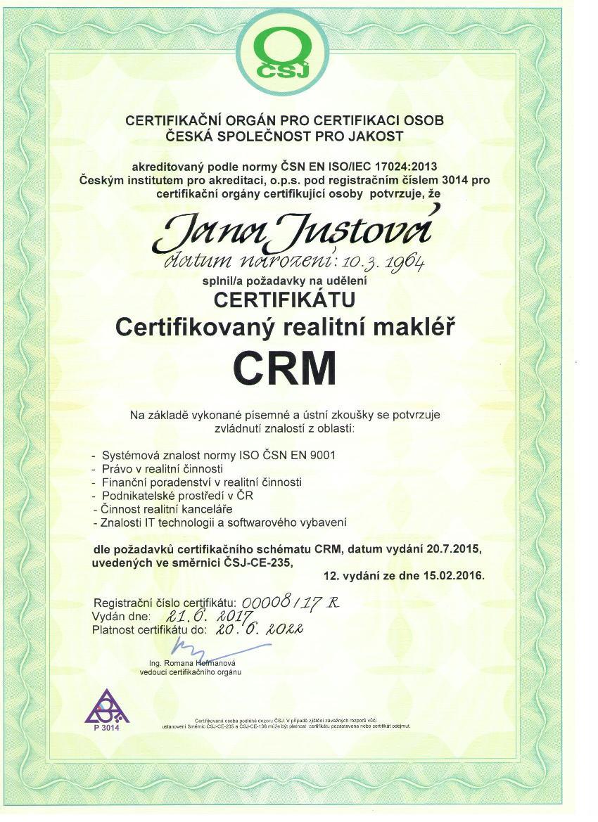 Certifikovaný realitní makléř CRM