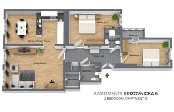 Plánek - Pronájem bytu 3+1 v osobním vlastnictví 96 m², Praha 1 - Staré Město