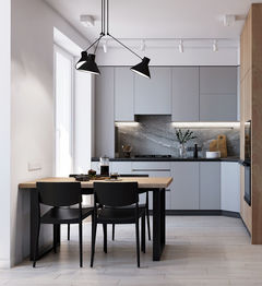 Vizualizace - obývací pokoj s kuchyňským koutem - Prodej bytu 2+kk v osobním vlastnictví 48 m², Brno
