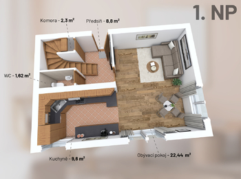 Půdorys - Prodej bytu 4+kk v osobním vlastnictví 100 m², Velké Přílepy
