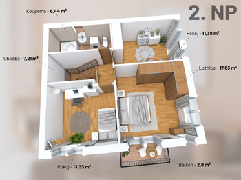 Půdorys - Prodej bytu 4+kk v osobním vlastnictví 100 m², Velké Přílepy