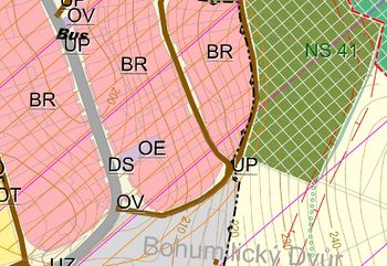 Výřez územního plánu Bohumilice - Prodej pozemku 648 m², Klobouky u Brna