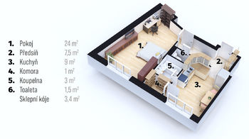 Prodej bytu 1+1 v osobním vlastnictví 46 m², Brno
