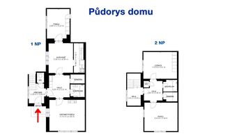 Půdorys - Prodej domu 137 m², Vražkov