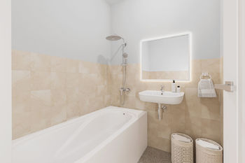 koupelna - vizualizace - Prodej bytu 1+1 v osobním vlastnictví 37 m², Praha 10 - Strašnice