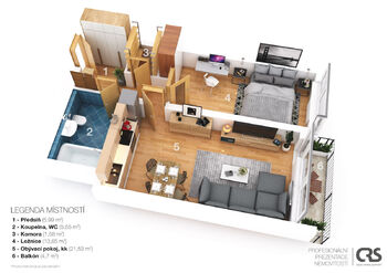 Prodej bytu 2+kk v osobním vlastnictví 48 m², Praha 9 - Vysočany