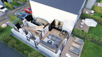3D půdorys 1NP - Prodej domu 138 m², Milovice