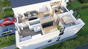 2.NP_půdorys 3D - Prodej domu 137 m², Milovice