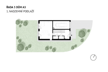 Půdorys 1NP - Prodej domu 137 m², Milovice