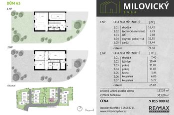 karta domu A3 - Prodej domu 137 m², Milovice