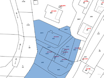 snímek z katastrální mapy - Prodej skladovacích prostor 2120 m², Lesná