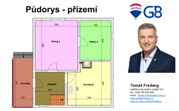 Půdorys - přízemí - Prodej chaty / chalupy 100 m², Čížová