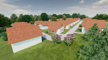 vizualizace pohled na domy - Prodej pozemku 12306 m², Šakvice