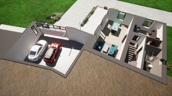 Vizualizace - 3D plánek 1. PP - Prodej pozemku 2356 m², Březová-Oleško