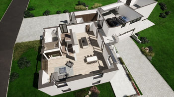 Vizualizace - 3D plánek 1. NP - Prodej pozemku 2356 m², Březová-Oleško