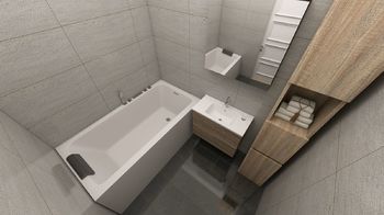 Vizualizace koupelny. - Prodej bytu 2+1 v družstevním vlastnictví 59 m², Nová Včelnice