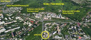 Fotomapa lokality s vyznačením polohy nemovitosti - Prodej bytu 1+kk v osobním vlastnictví 24 m², Praha 4 - Krč