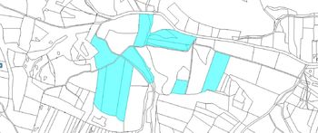 Snímek pozemků z katastrální mapy - Prodej pozemku 114453 m², Třebohostice