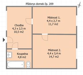 Půdorys domek - Prodej domu 239 m², Sedlec-Prčice