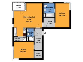 Pronájem bytu 3+kk v osobním vlastnictví 76 m², Velký Osek