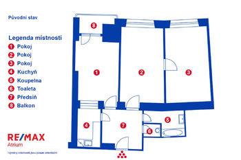 Plánek bytu - aktuální stav - Prodej bytu 3+kk v osobním vlastnictví 74 m², Praha 10 - Vršovice