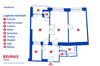 Plánek bytu - možná dispozice - Prodej bytu 3+kk v osobním vlastnictví 74 m², Praha 10 - Vršovice