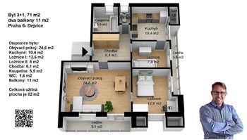 Prodej bytu 3+1 v osobním vlastnictví 71 m², Praha 6 - Dejvice