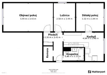 Prodej bytu 3+1 v osobním vlastnictví 65 m², Chlumec