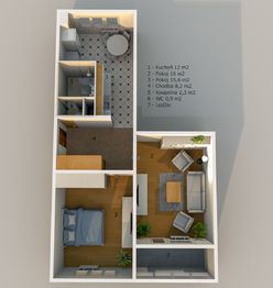 Prodej bytu 2+1 v družstevním vlastnictví 60 m², Jirkov