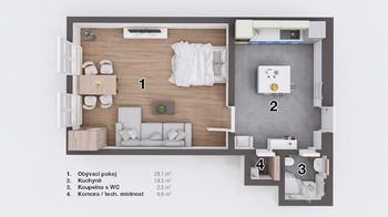 Prodej bytu 1+1 v osobním vlastnictví 52 m², Brno
