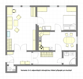 Stávající řešení pro 2+1 - Prodej bytu 3+kk v osobním vlastnictví 69 m², Praha 1 - Staré Město