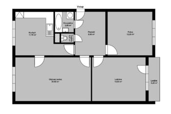 Orientační půdorys - Prodej bytu 3+1 v osobním vlastnictví 77 m², Hradec Králové
