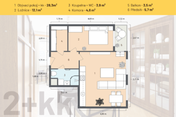 Pronájem bytu 2+kk v osobním vlastnictví 59 m², Praha 10 - Dubeč