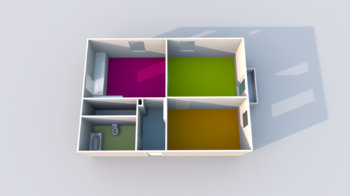 3D půdorys bytu - Prodej bytu 2+1 v osobním vlastnictví 50 m², Příbram