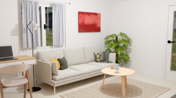 Vizualizace obývacího pokoje - Prodej bytu 2+1 v osobním vlastnictví 50 m², Příbram