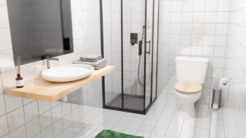 Vizualizace koupelny se sprchovým koutem - Prodej bytu 2+1 v osobním vlastnictví 50 m², Příbram