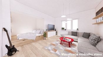 Obývací pokoj - vizualizace - Prodej bytu 2+kk v osobním vlastnictví 42 m², Lovosice 