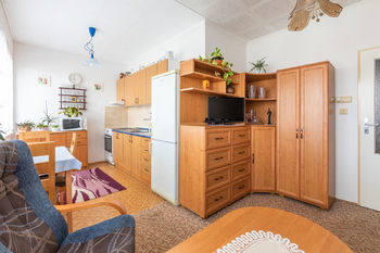 Kuchyně a obývací pokoj - Prodej bytu 2+kk v osobním vlastnictví 40 m², Plaňany 