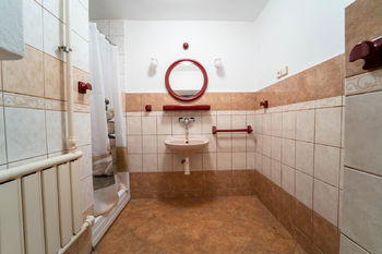 Koupelna se sprchovým koutem pro severovýchodní část domu (přízemí) - Prodej domu 306 m², Harrachov