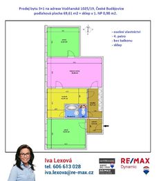 Prodej bytu 3+1 v osobním vlastnictví 70 m², České Budějovice