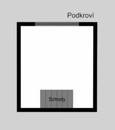 Půdorys - podkroví chaty - Prodej chaty / chalupy 57 m², Praha 5 - Řeporyje