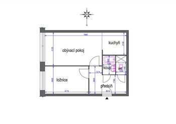 půdorys - Prodej bytu 2+kk v osobním vlastnictví 45 m², Praha 5 - Stodůlky